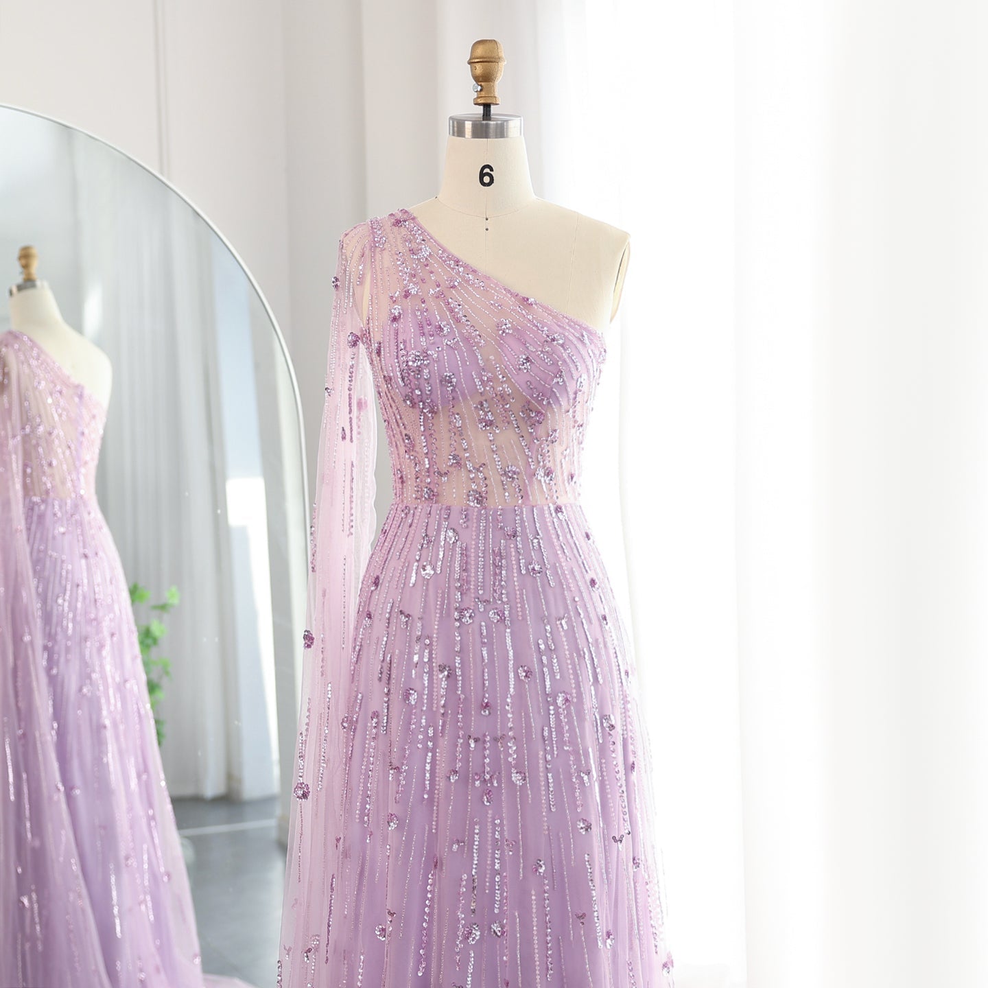 Luxury Beaded Black One Shoulder Evening Dress SS182