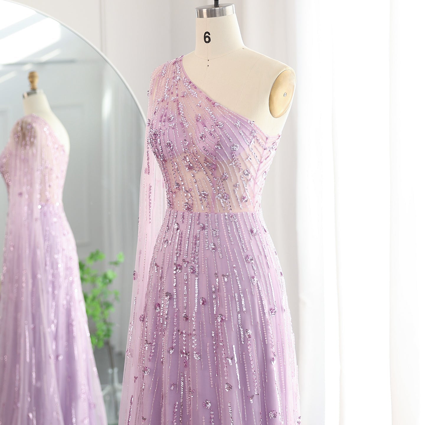 Luxury Beaded Black One Shoulder Evening Dress SS182