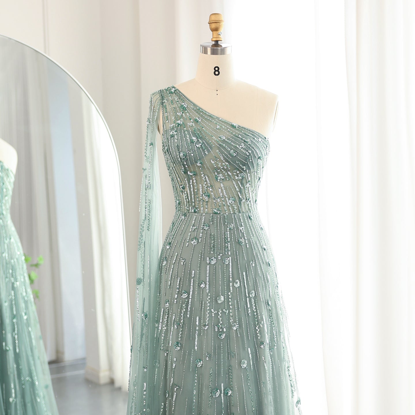 Luxury Beaded Black One Shoulder Evening Dress SS182