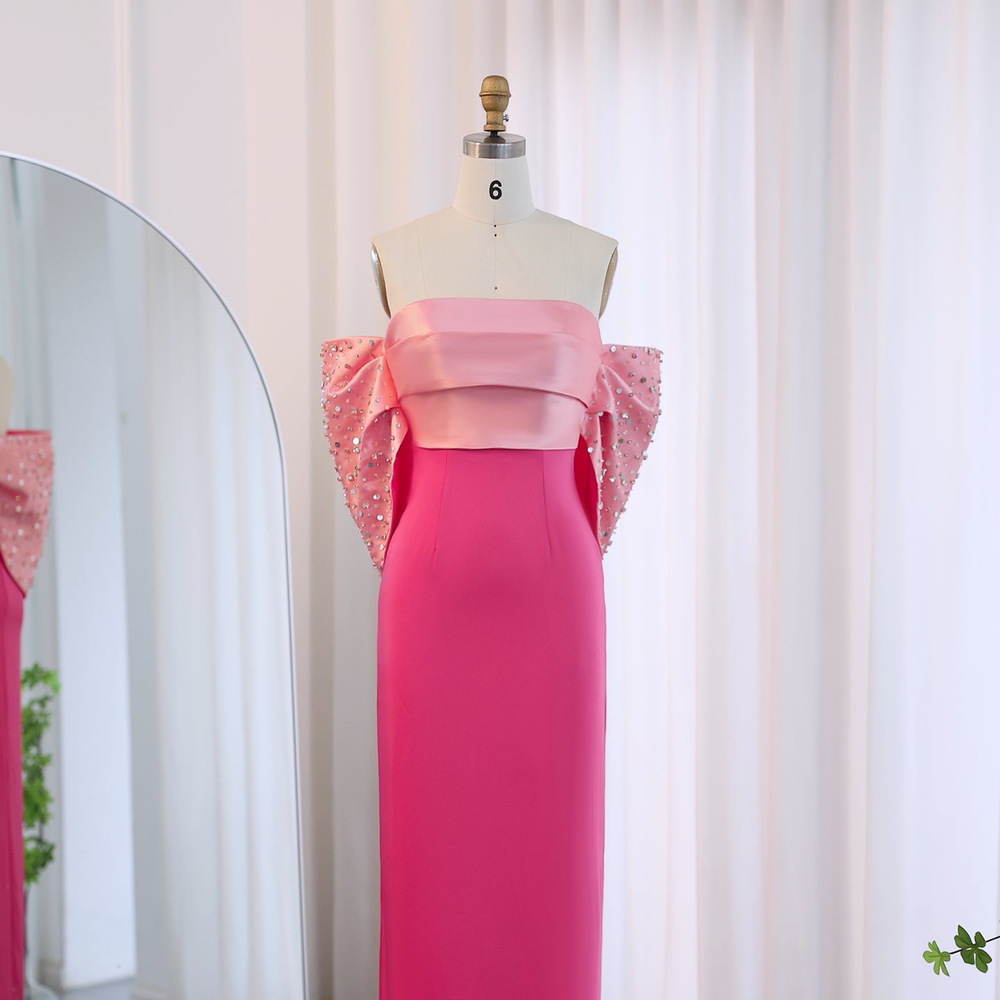 Elegant Off Shoulder Coral Pink Evening Dress SF022