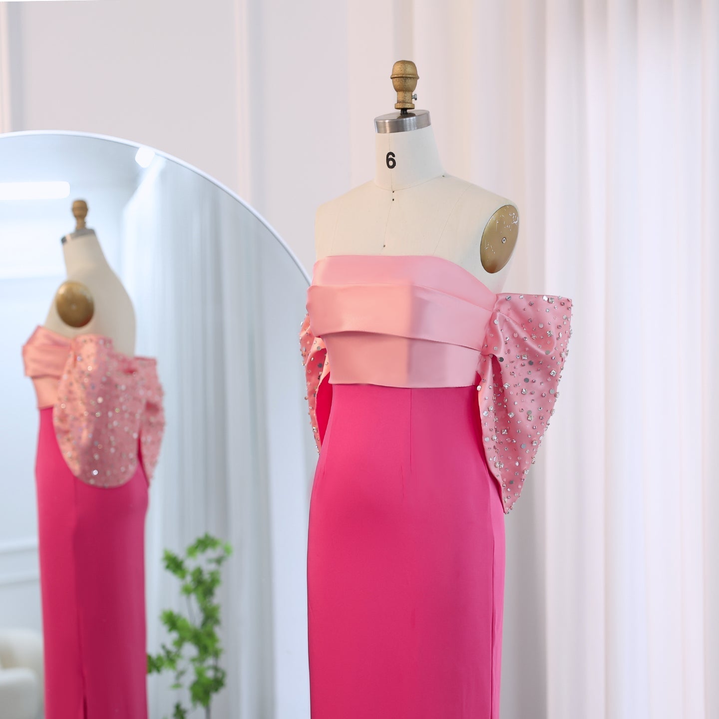 Elegant Off Shoulder Coral Pink Evening Dress SF022