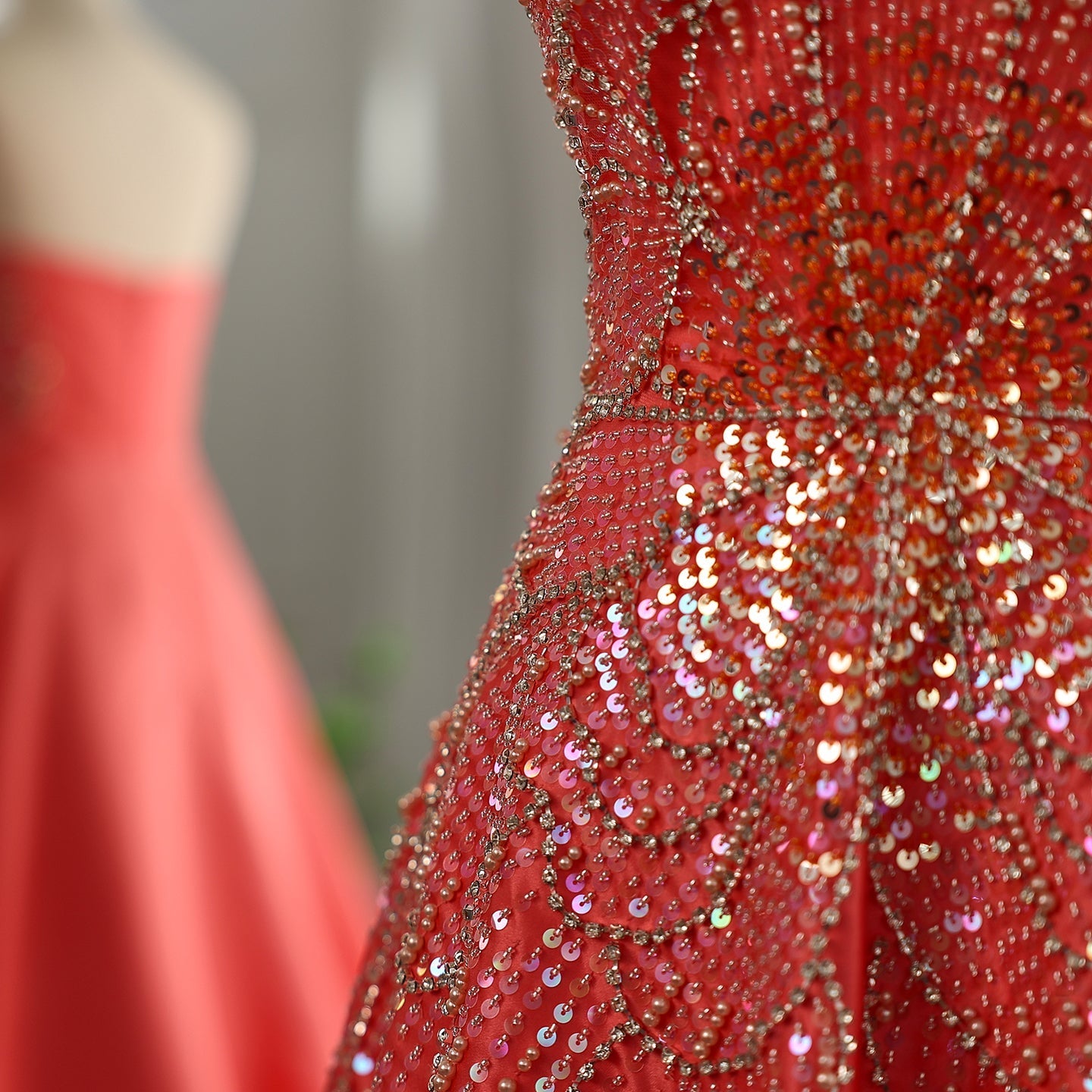 Luxury Beaded Butterfly Beige Strapless Evening Dress SS467