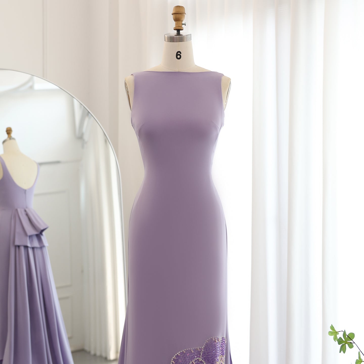 Elegant Coral Pink Butterfly Beaded Evening Dress SS471