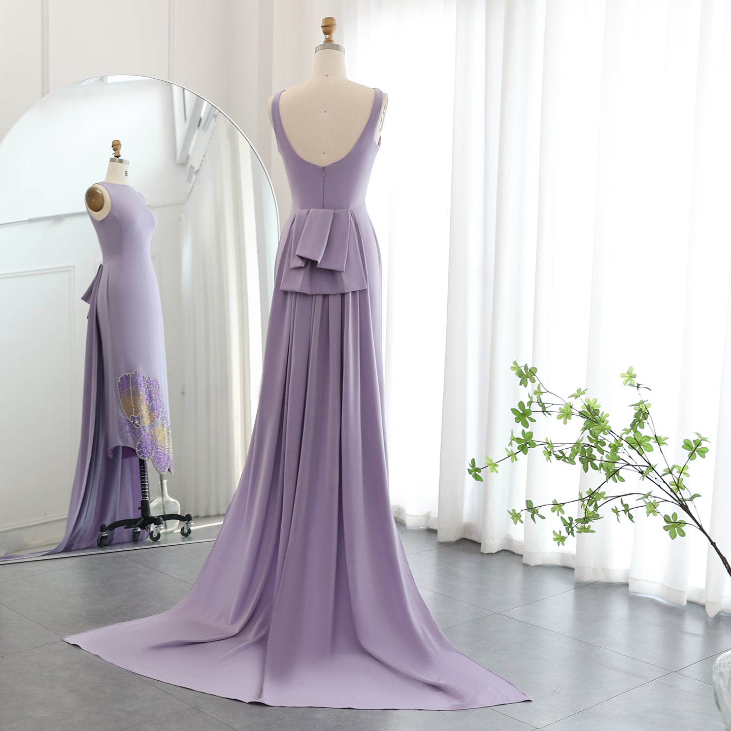 Elegant Coral Pink Butterfly Beaded Evening Dress SS471