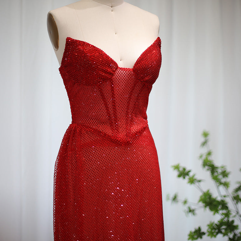 Green Strapless High Slit Cocktail Party Dress RM045