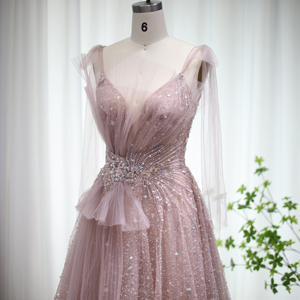 For Sale Luxury Blush Pink Spaghetti Evening Dress SS292L