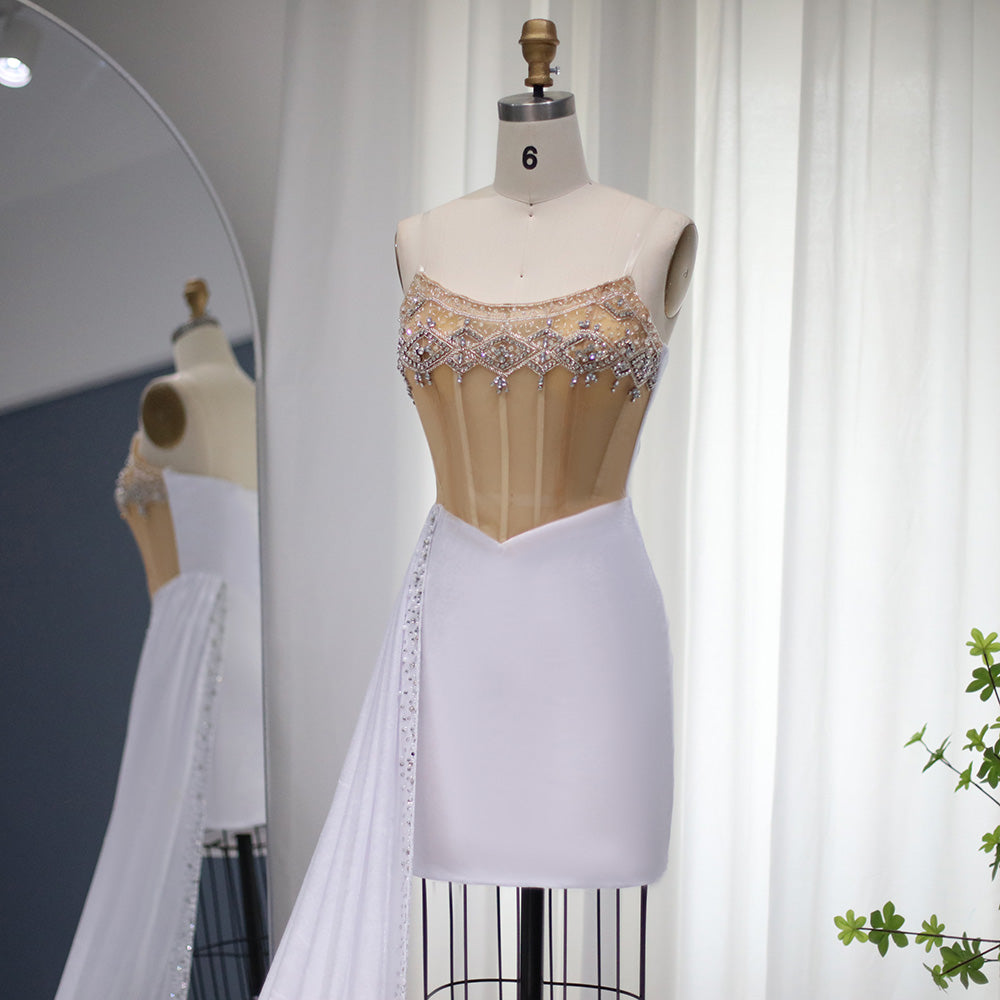 Luxury Crystal Strapless Short Sheath Cocktail Dress RM001