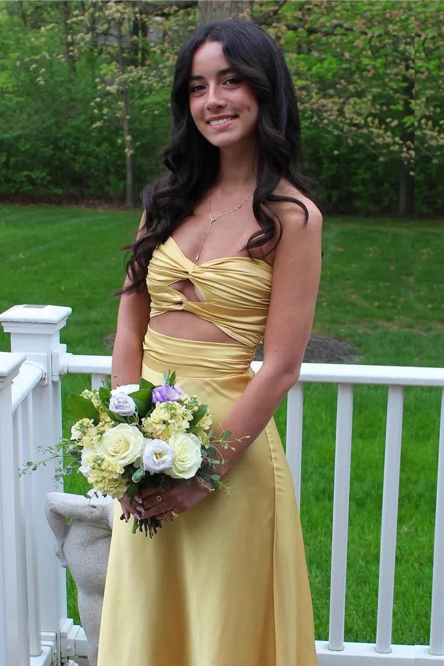 A-Line Silk Strapless Sleeveless Long Prom Dress Blue Prom Gown