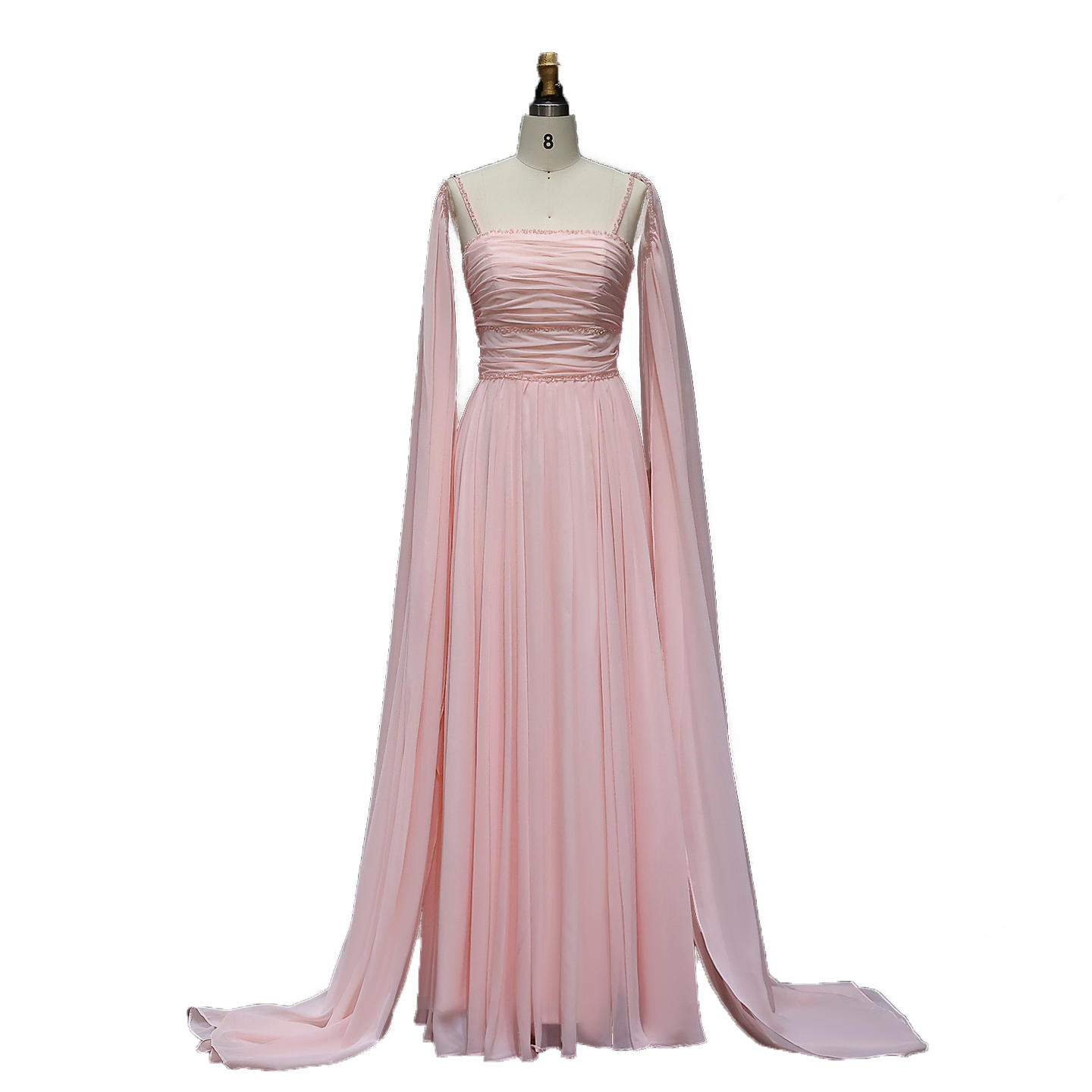 Elegant Pink Evening Dress with Cape Sleeves SF188