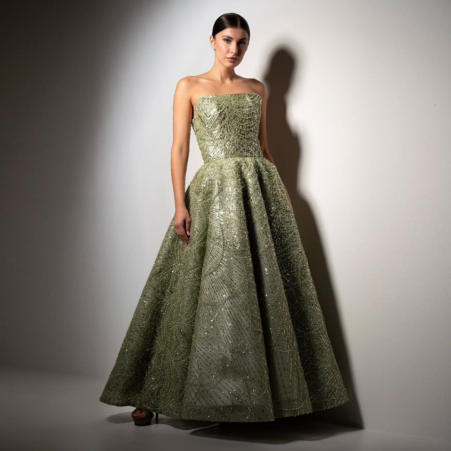 Sparkling Beaded Blue Strapless Evening Dress SS620  Green / US 20