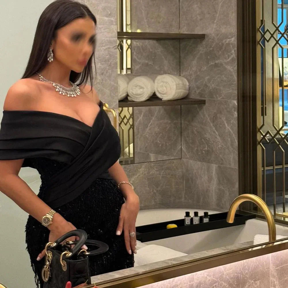 Elegant Off Shoulder Sage Green Tassel Evening Dress SS667