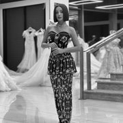 Chic Black Two Pieces Evening Dress for Women Wedding Party SS635