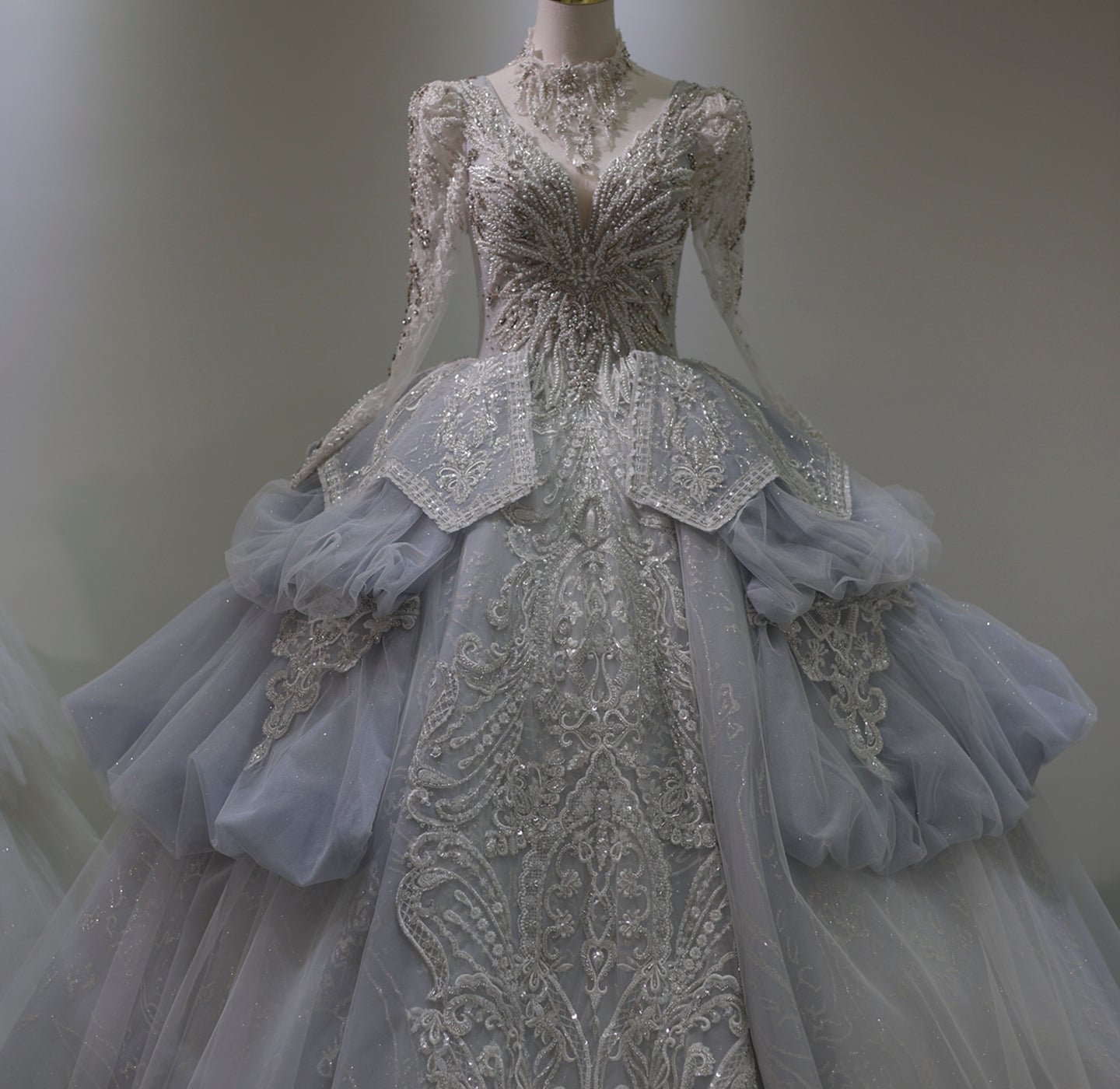 Luxury Blue Ball Gown Wedding Dress with Necklace RS008  White / Custom Made