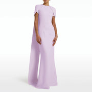 Simple Lilac Straight Evening Dress with Cape SF033  Lilac / US 20