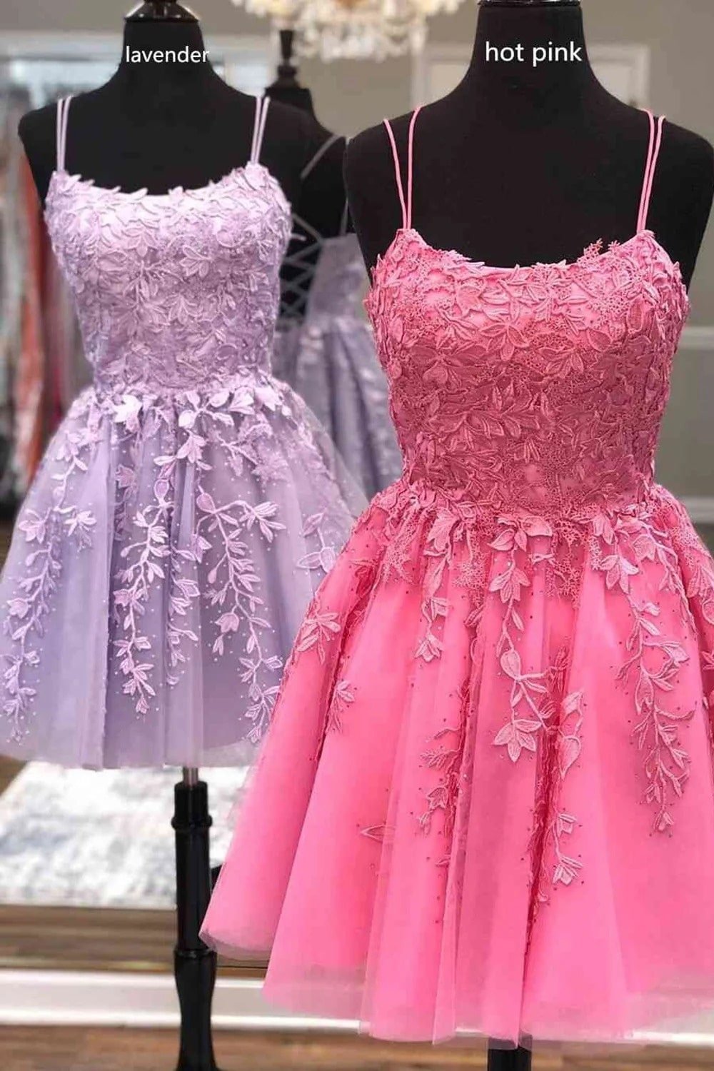 Short/Mini A-line Bateau Lace Tulle Homecoming Dress With Beading-617