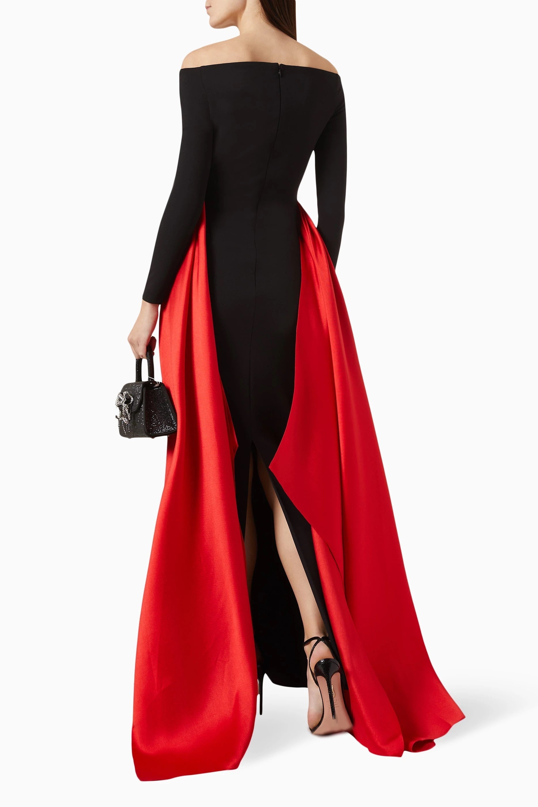 Elegant Off Shoulder Pink Evening Dress with Overskirt SF317