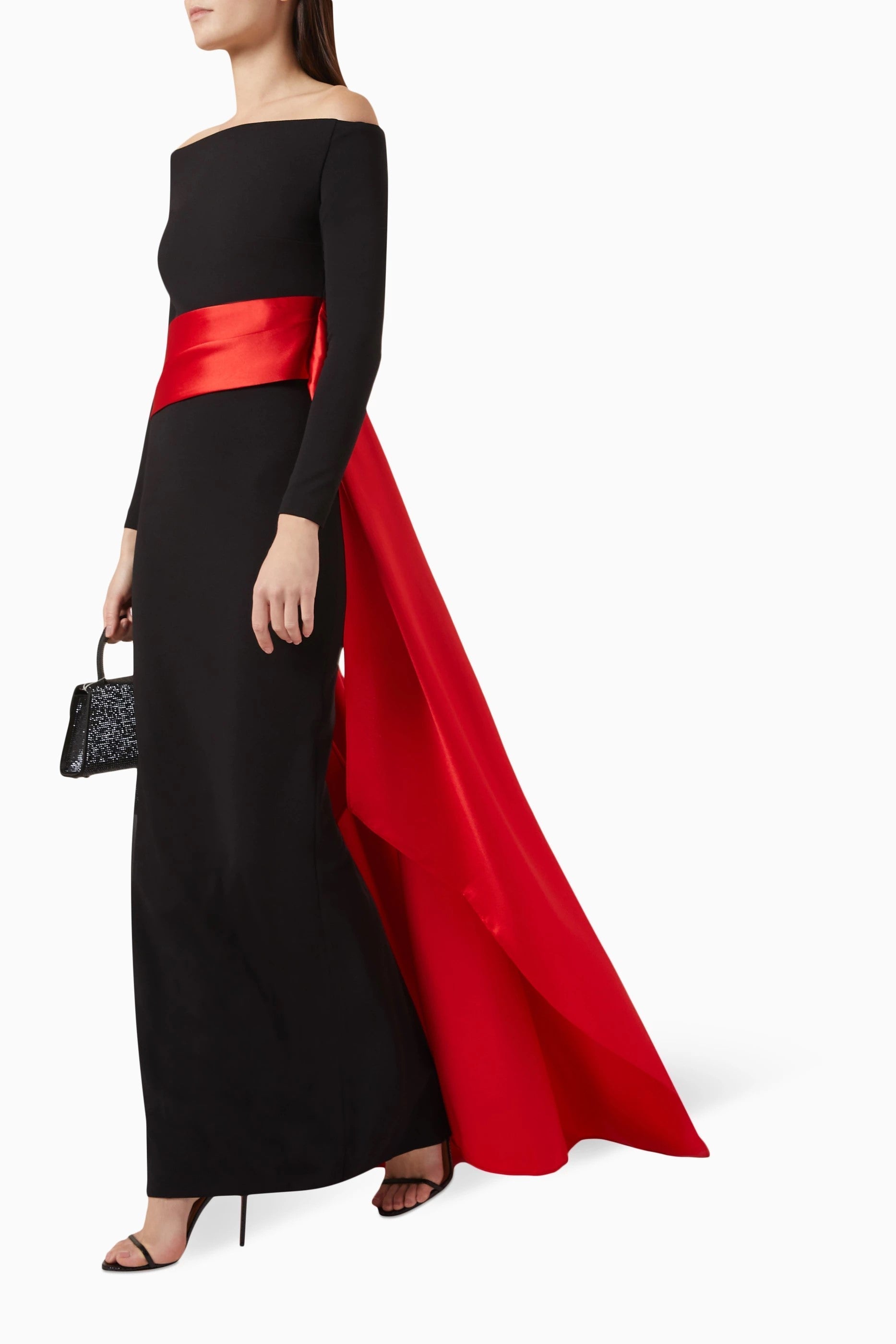 Elegant Off Shoulder Pink Evening Dress with Overskirt SF317