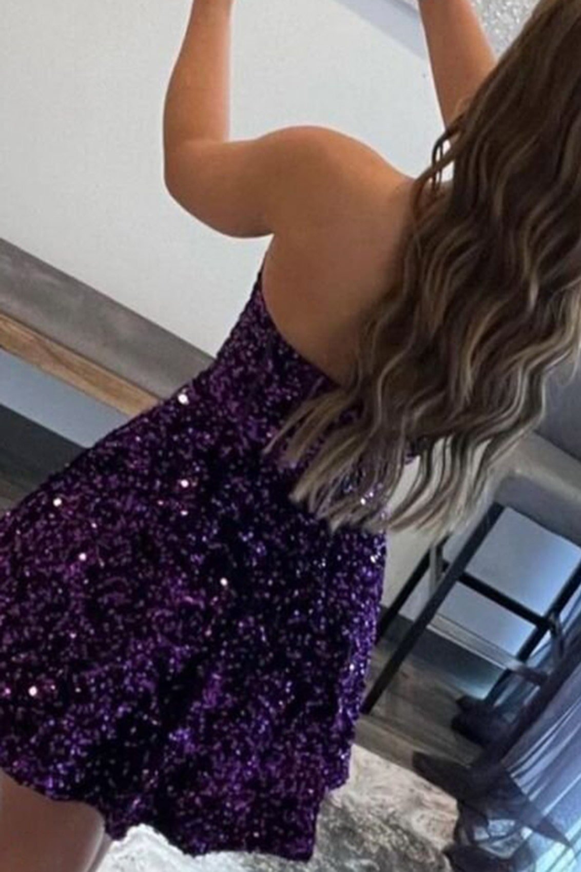 A-line Sweetheart Sleeveless Short/Mini Velvet Sequins Homecoming Dress with Pockets-613