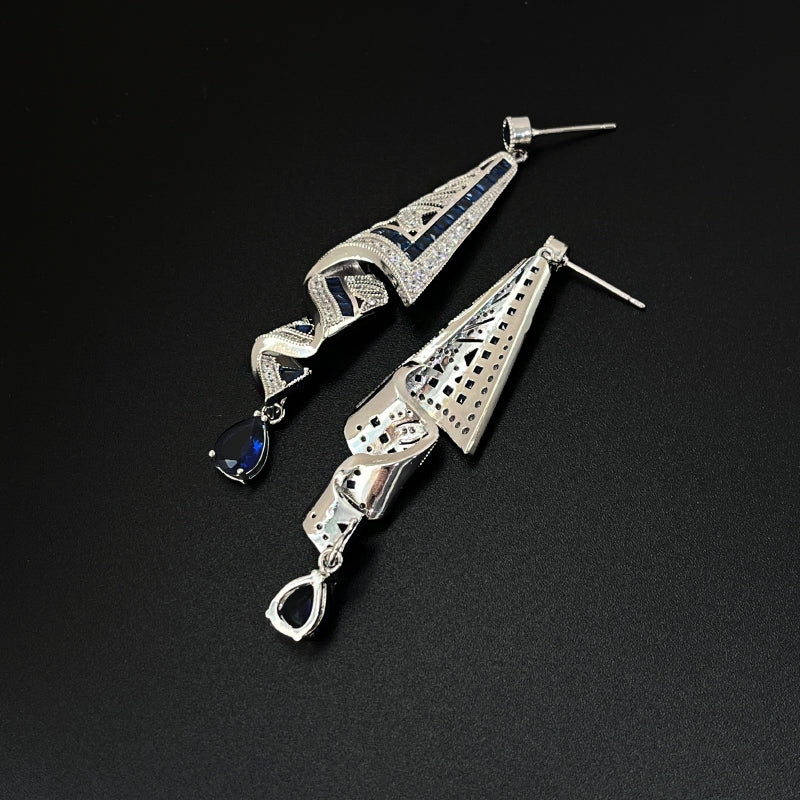 Vintage Satin Earrings - Luxurious Blue Elegance Jewelry Ear Adornments