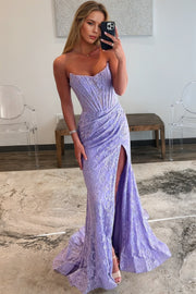 Sheath/Column Off the Shoulder Sleeveless Prom Dresses Long Lace Formal Evening Gowns