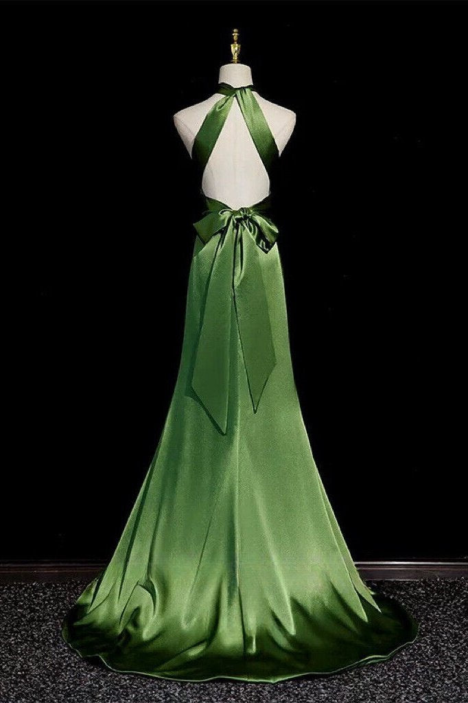 Prom Dress 2025 Green Silk Strapless A-Line Princess Long Formal Dress
