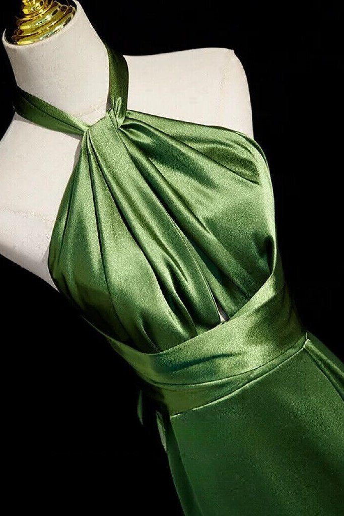 Prom Dress 2025 Green Silk Strapless A-Line Princess Long Formal Dress