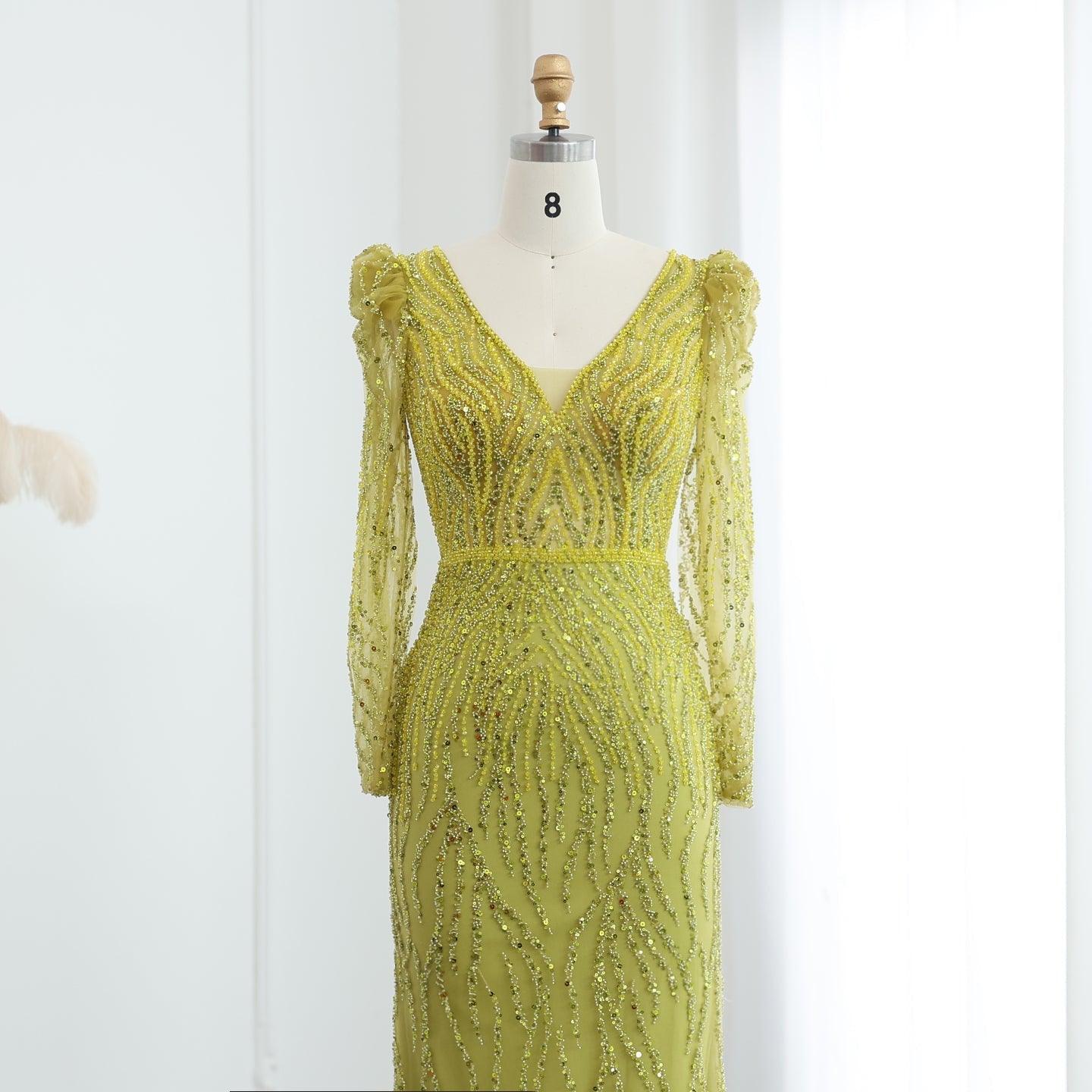 Elegant Long Sleeve Navy Blue Evening Dress SS099