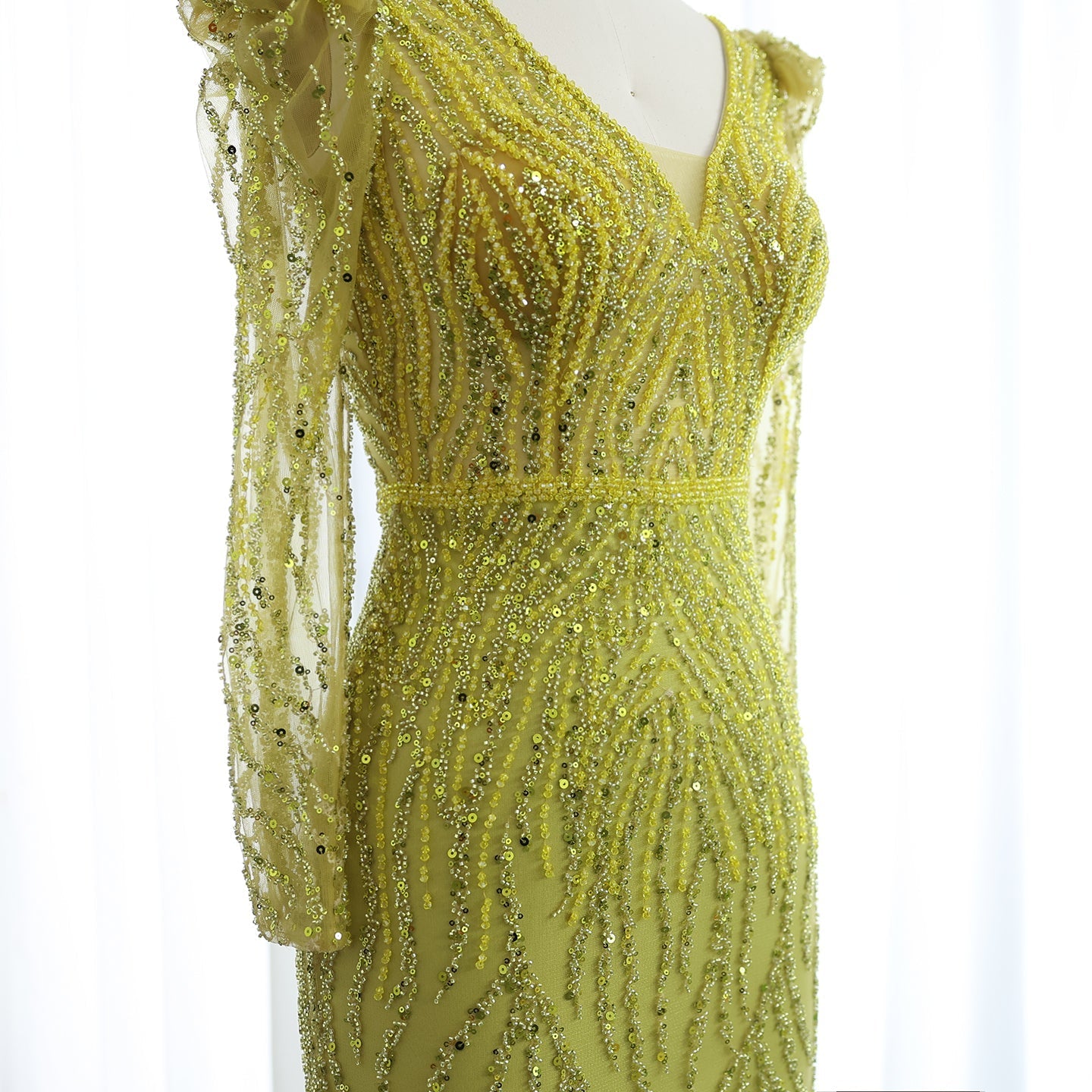 Elegant Long Sleeve Navy Blue Evening Dress SS099