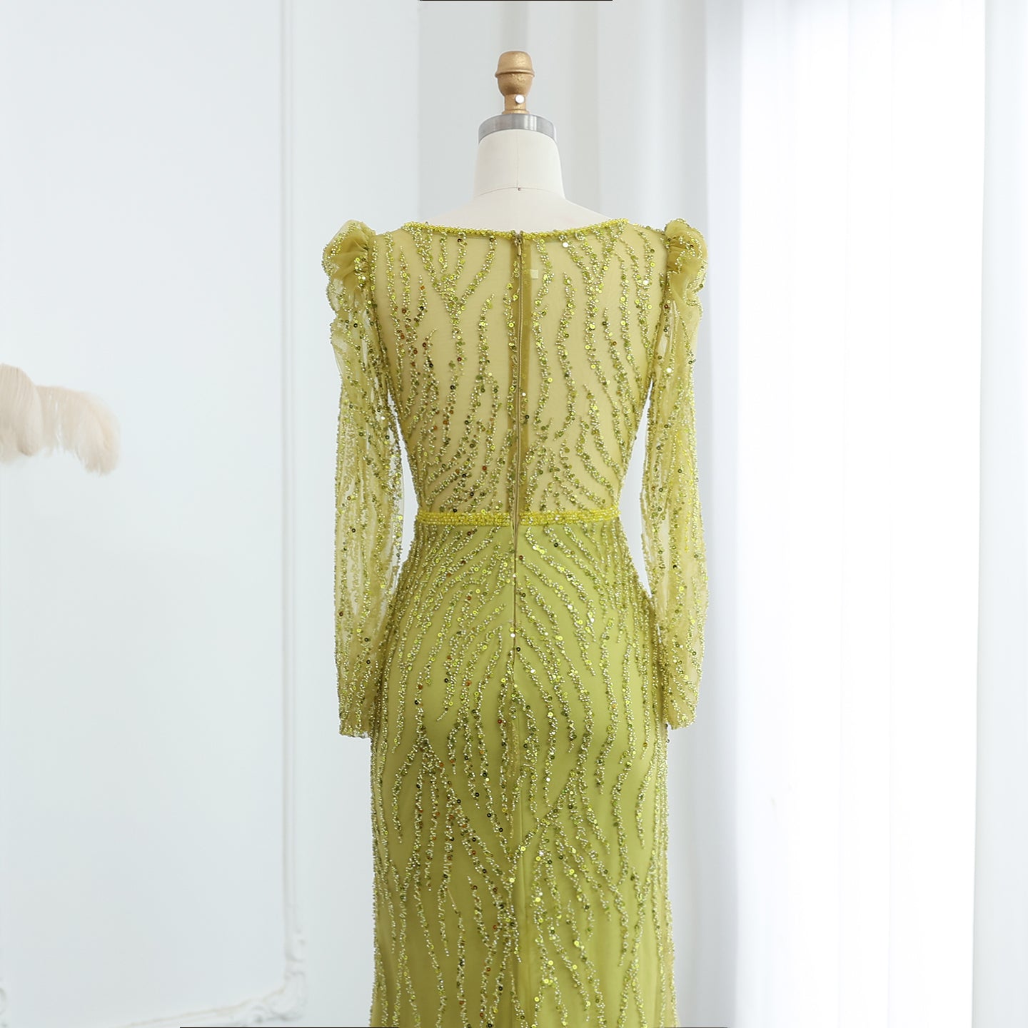 Elegant Long Sleeve Navy Blue Evening Dress SS099