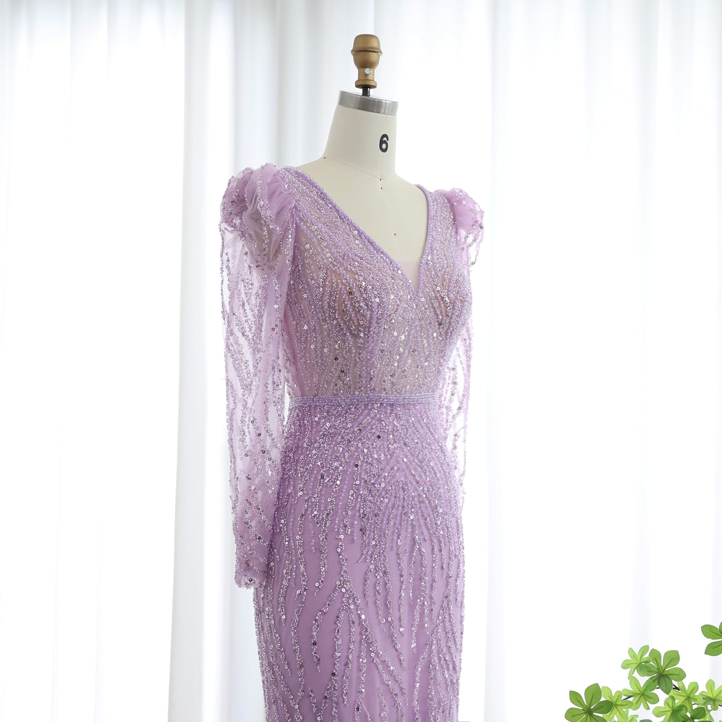 Elegant Long Sleeve Navy Blue Evening Dress SS099