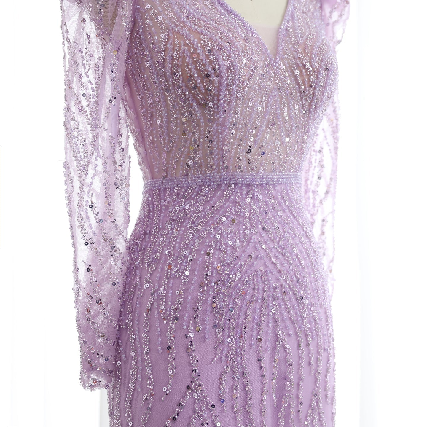 Elegant Long Sleeve Navy Blue Evening Dress SS099