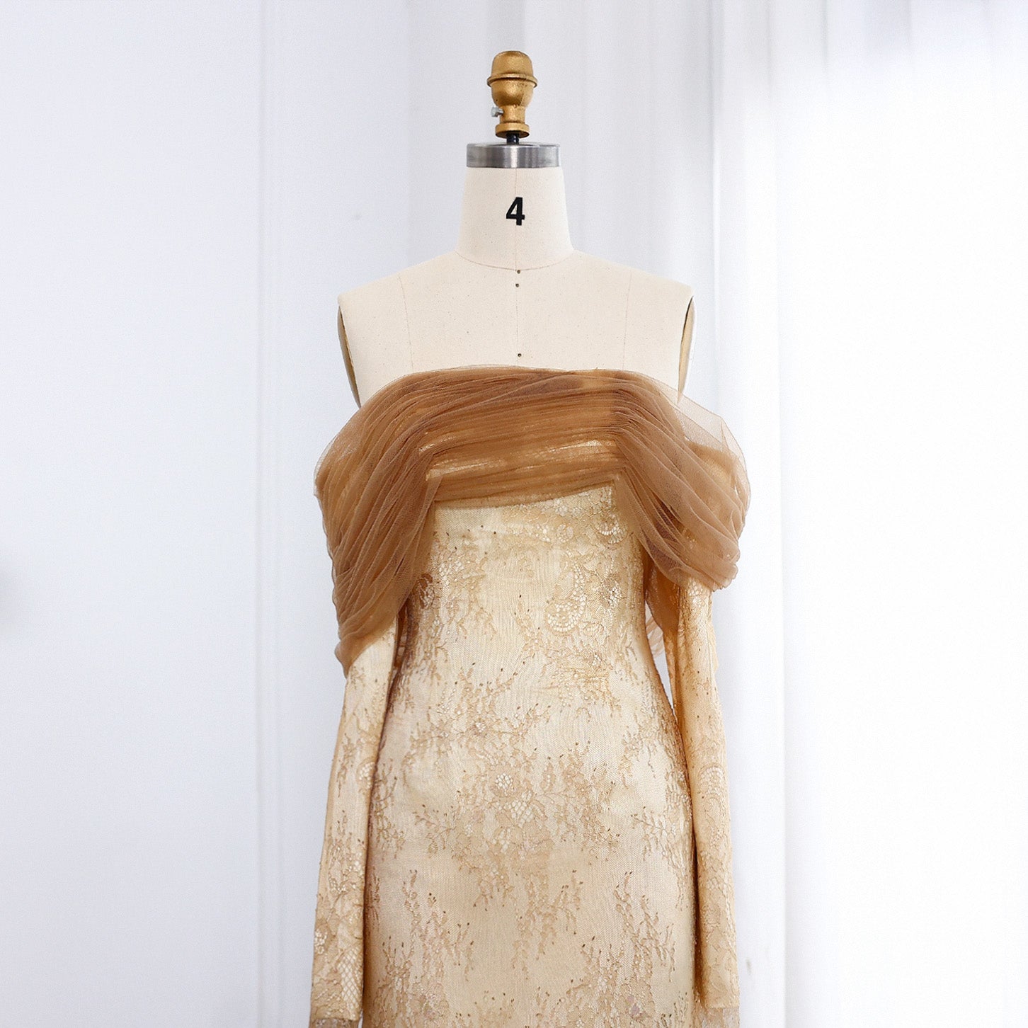 Elegant Green Off Shoulder Lace Evening Dress SF254