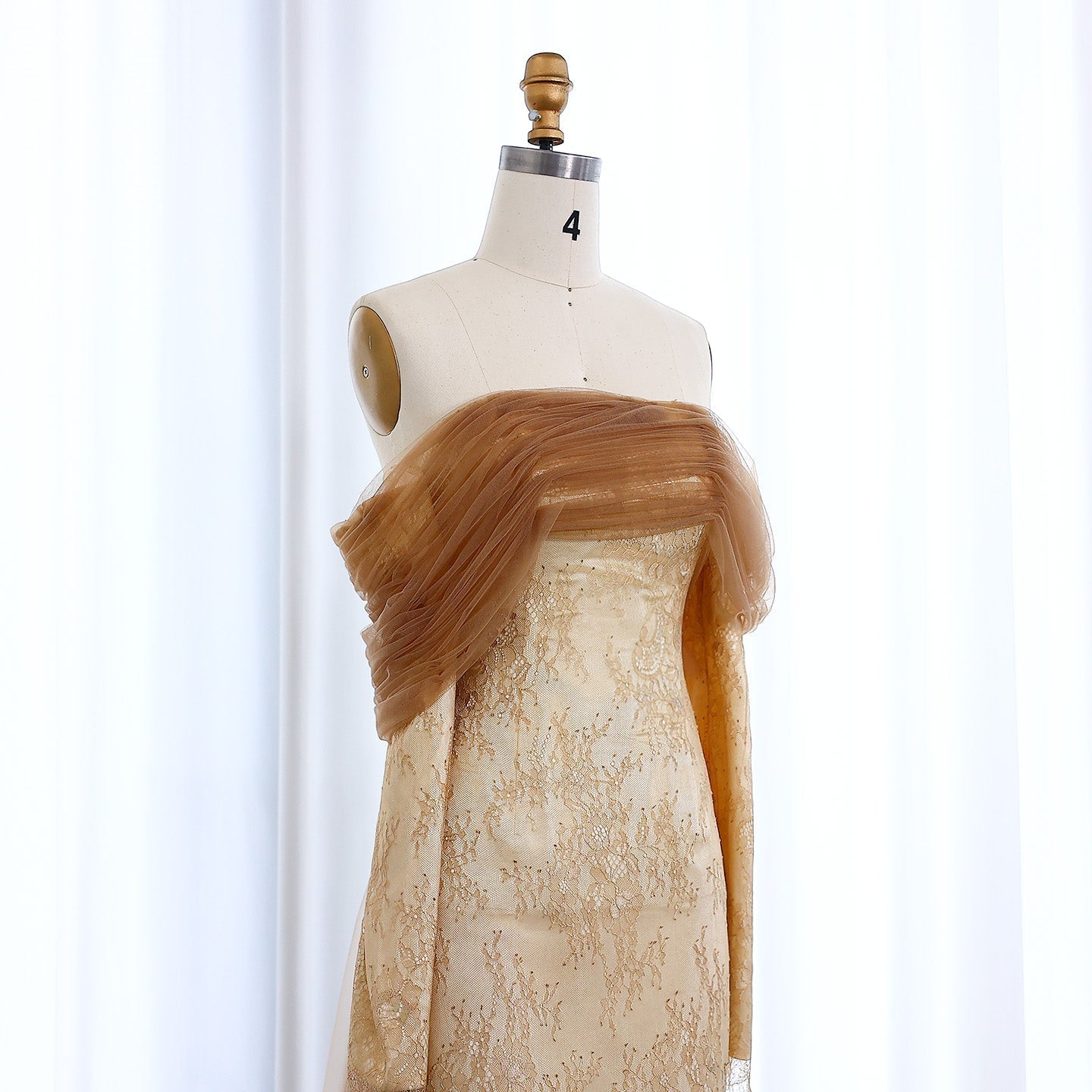 Elegant Green Off Shoulder Lace Evening Dress SF254