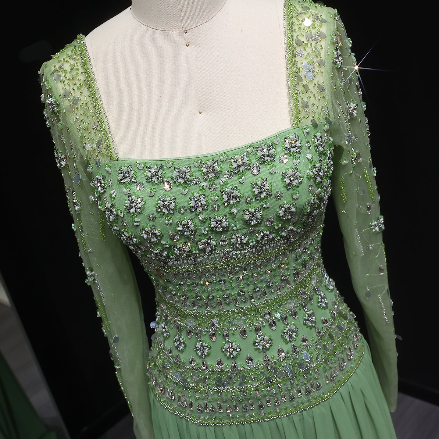 Strapless Lilac Beaded Bodice Evening Dress with Flowing Skirt SS539