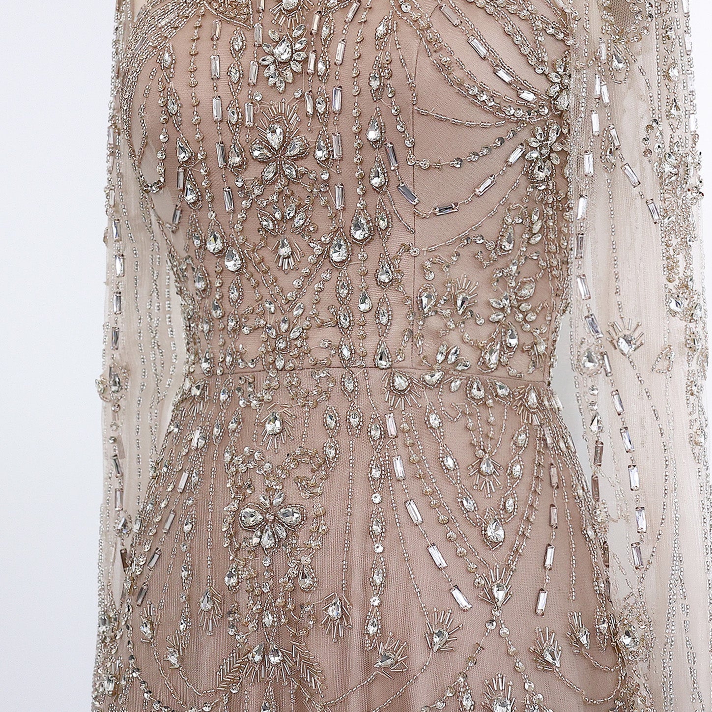 Luxury Blue Long Sleeves High Neck Evening Dress SS587