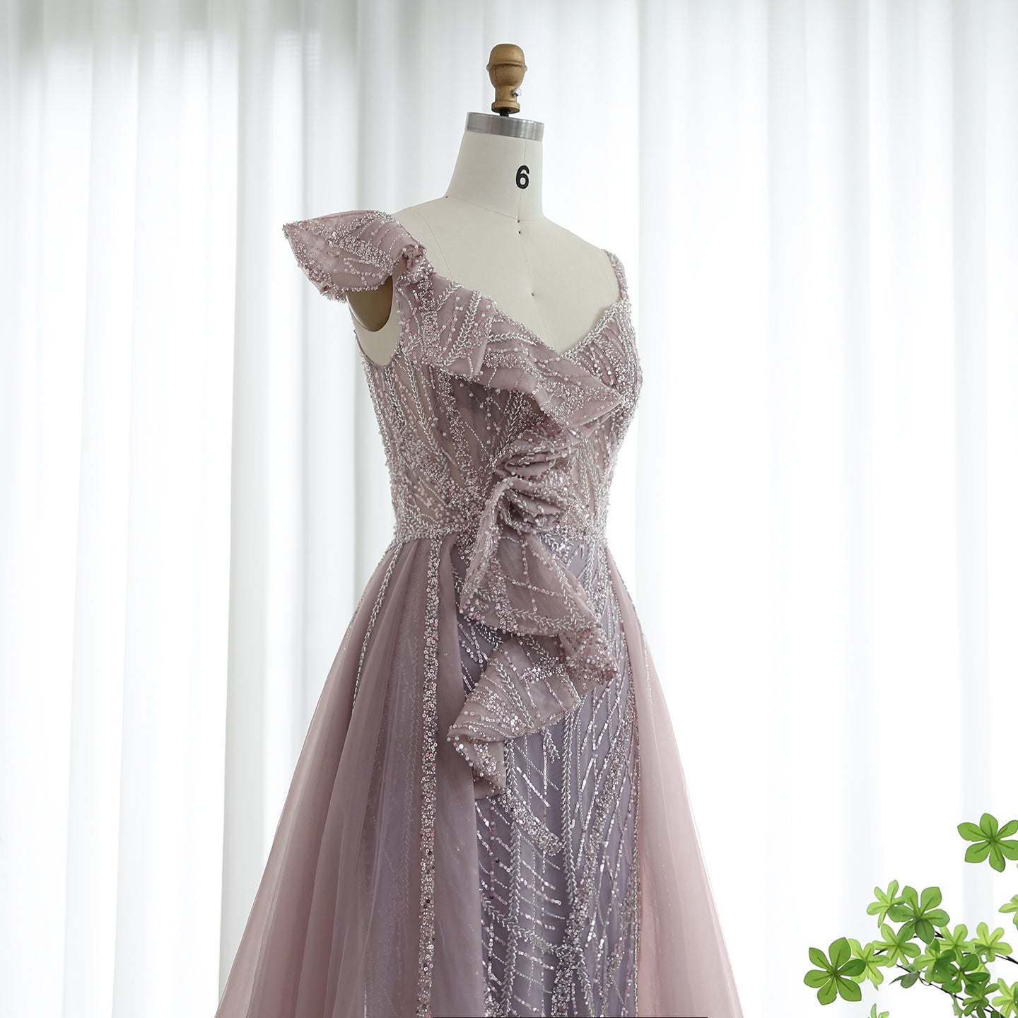 Elegant Spaghetti Blue Mermaid Evening Dress with Overskirt SS095