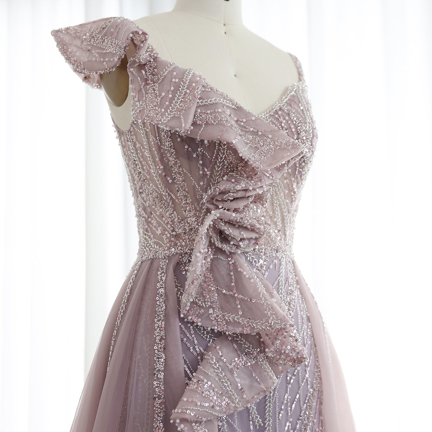 Elegant Spaghetti Blue Mermaid Evening Dress with Overskirt SS095