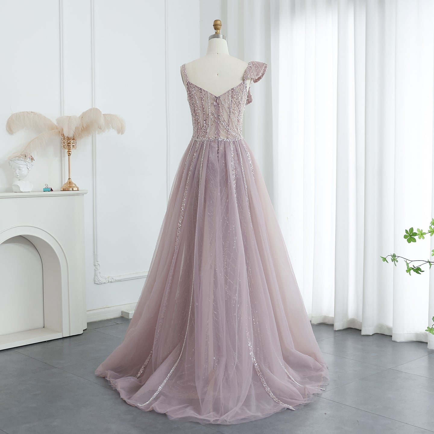 Elegant Spaghetti Blue Mermaid Evening Dress with Overskirt SS095