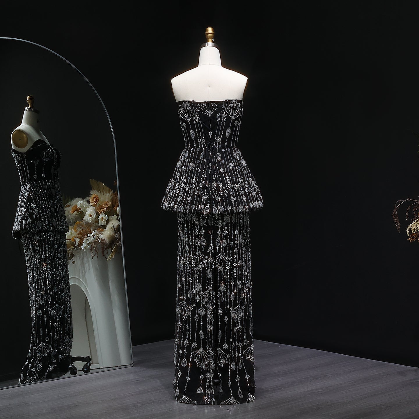 Chic Black Two Pieces Evening Dress for Women Wedding Party SS635