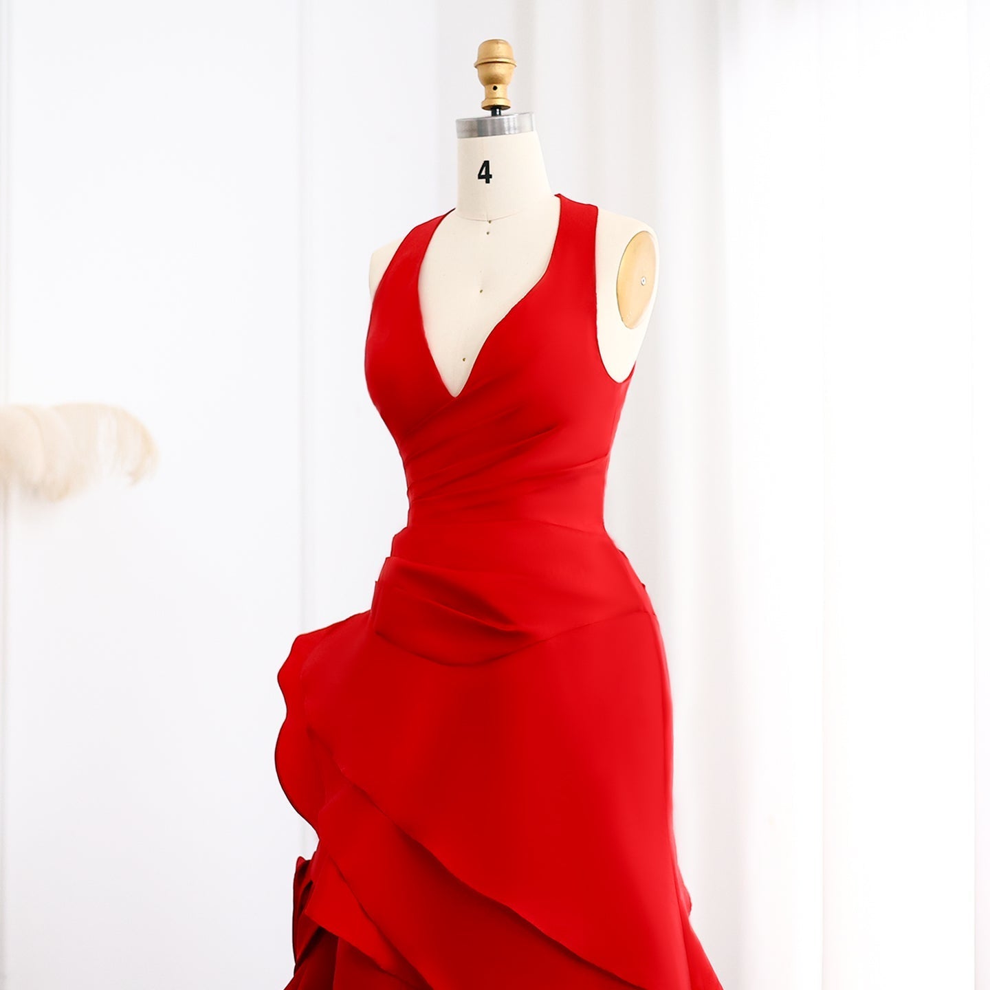 Elegant Wine Red Mermaid 3D Flowers Evening Dress SF029