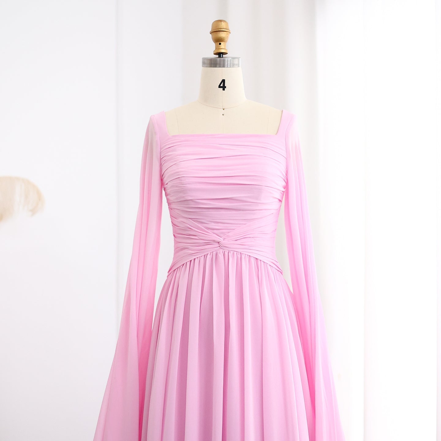 Elegant Red Chiffon Evening Dresses with Cape Sleeves SF032