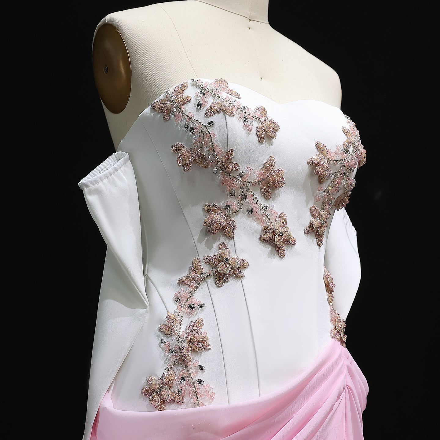 Elegant Pink 3D Flowers Strapless Evening Dresses SS259