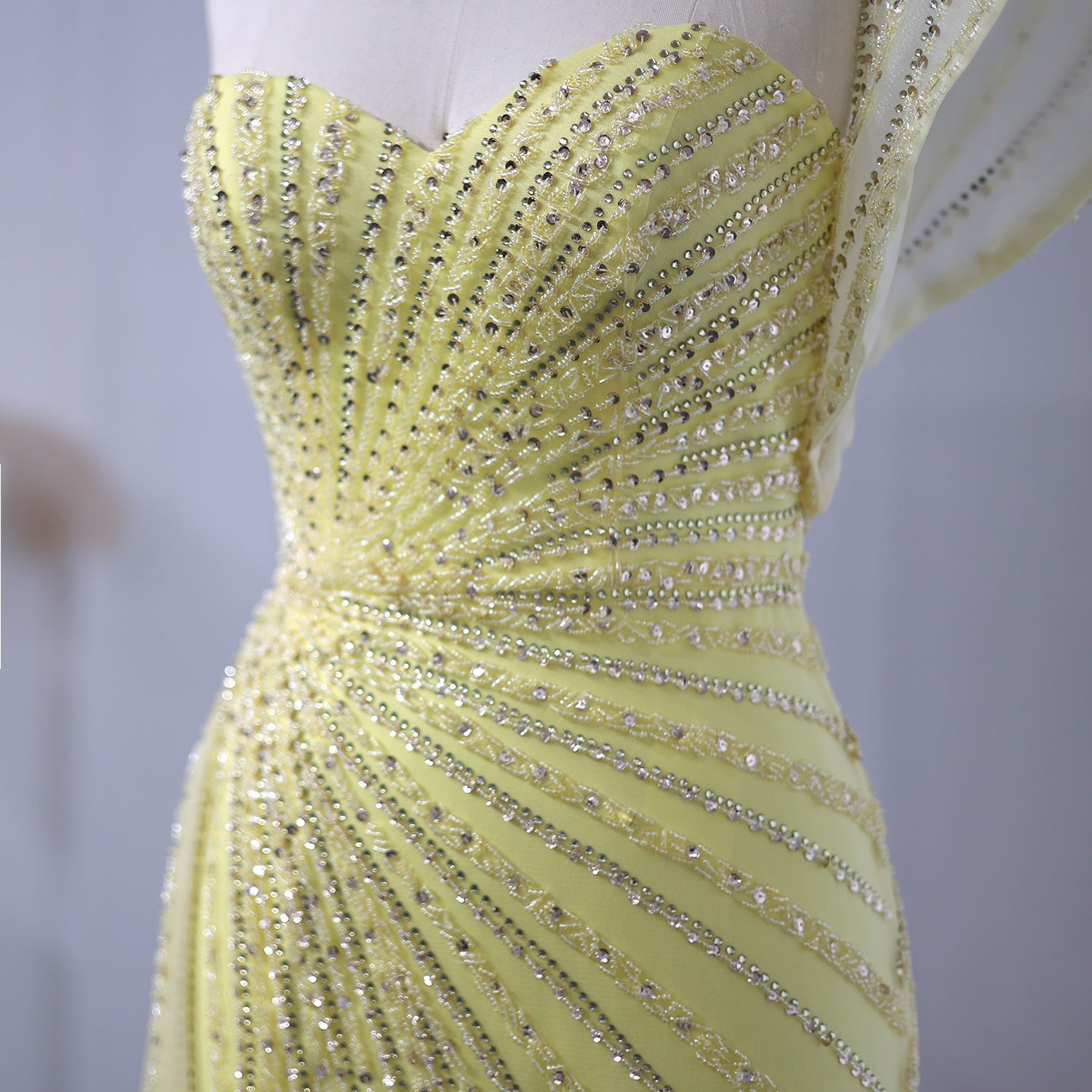 Emerald Green One Shoulder Slit Evening Dress with Overskirt SS201