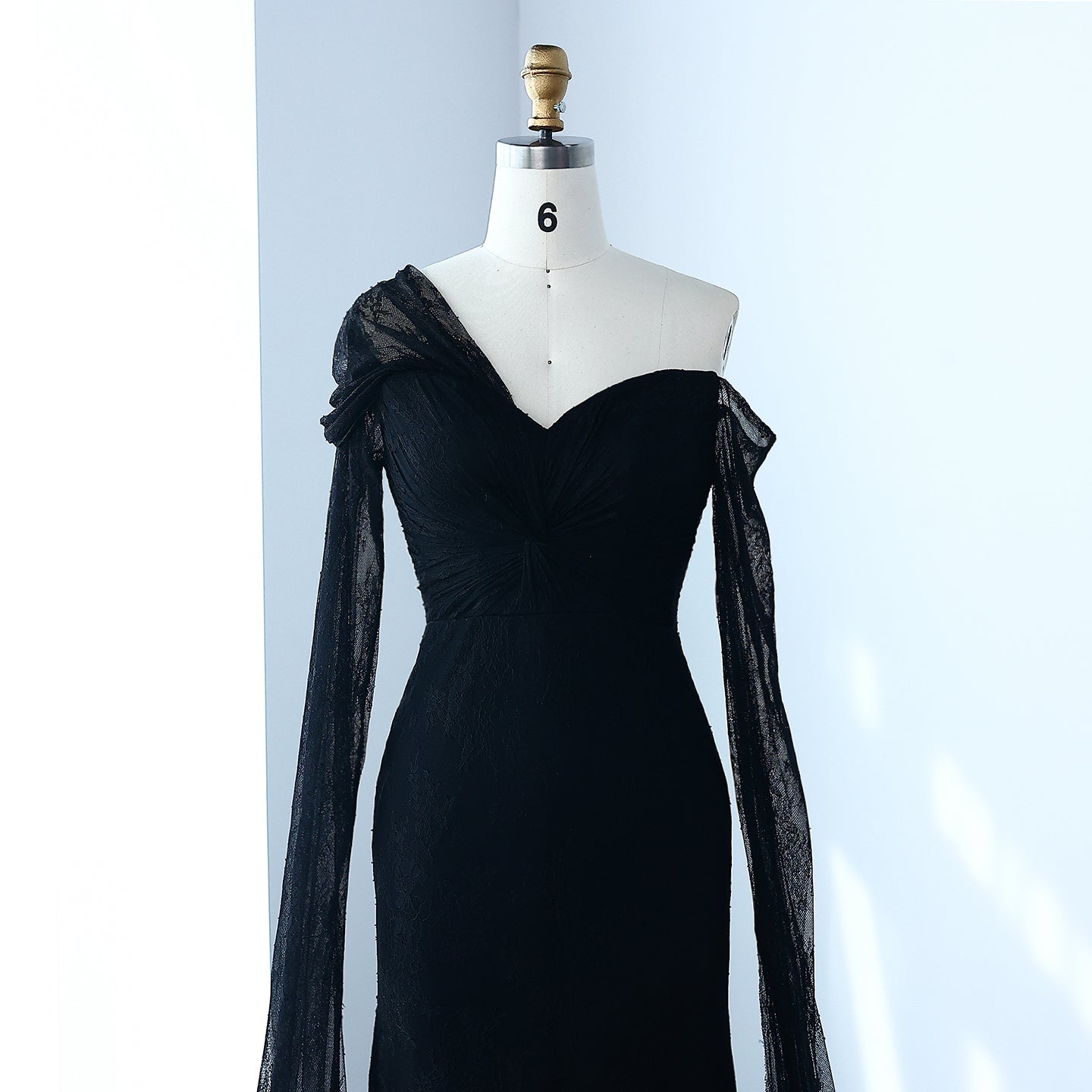 Purple Lace Mermaid Evening Dress with Cape Sleeves SF055