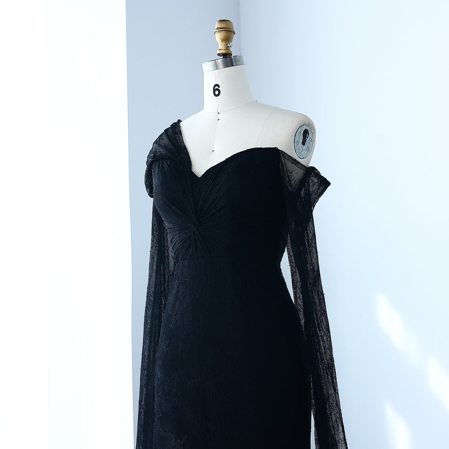 Purple Lace Mermaid Evening Dress with Cape Sleeves SF055