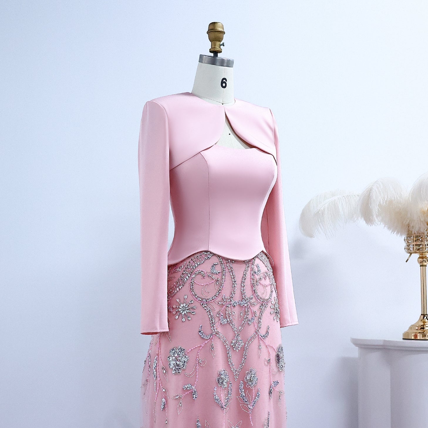 Luxury Sage Green Strapless Evening Dress SS254