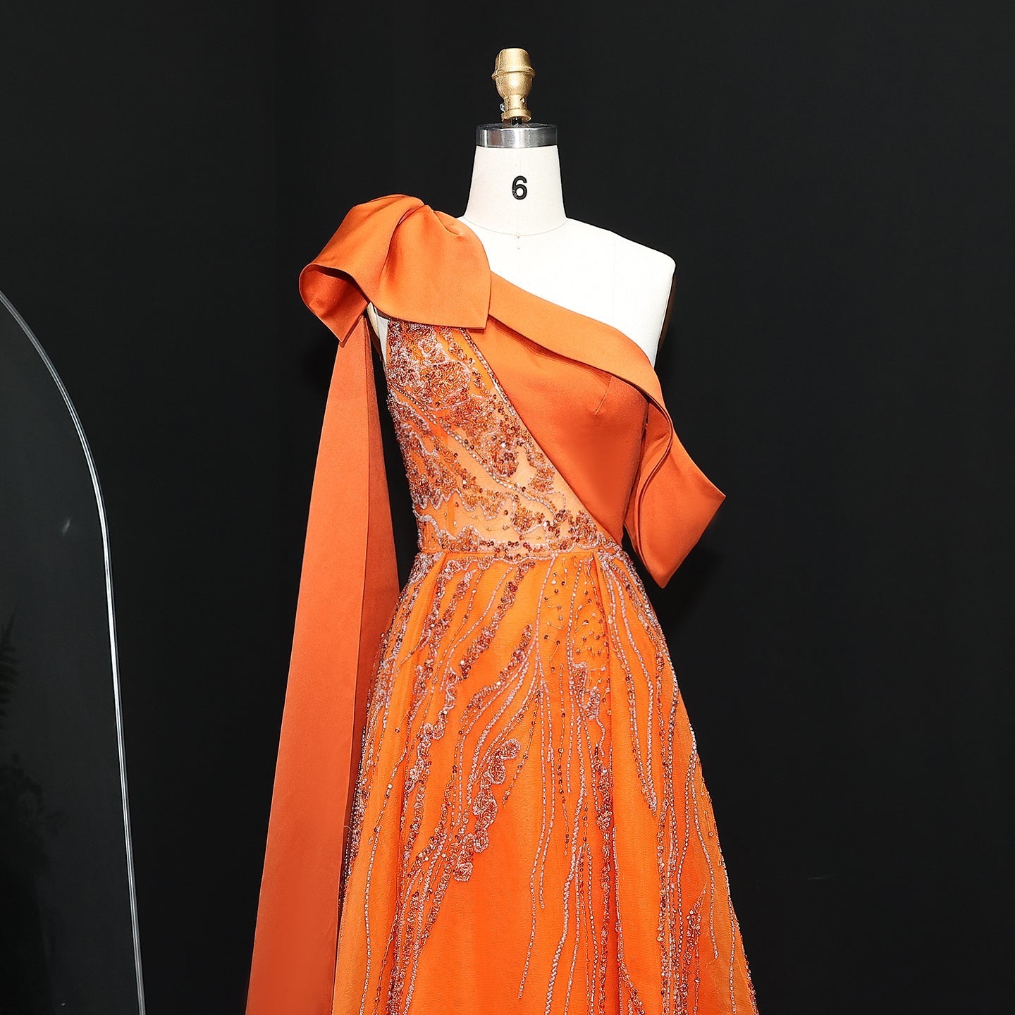 Luxury One Shoulder Olive Green Evening Dress SS323