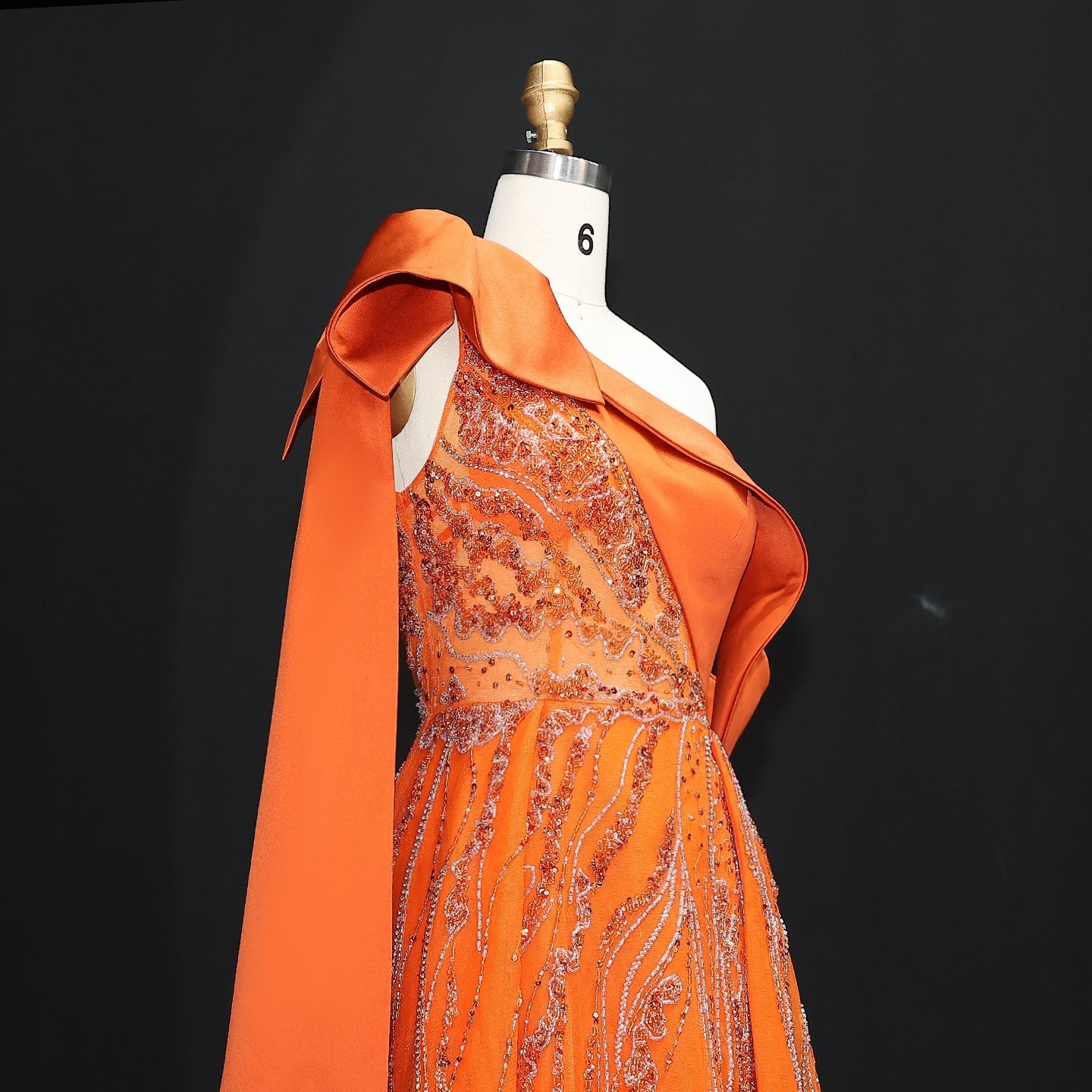 Luxury One Shoulder Olive Green Evening Dress SS323