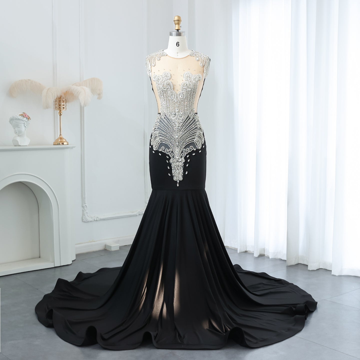 Luxury Crystal Mermaid Royal Blue Prom Dress RM057