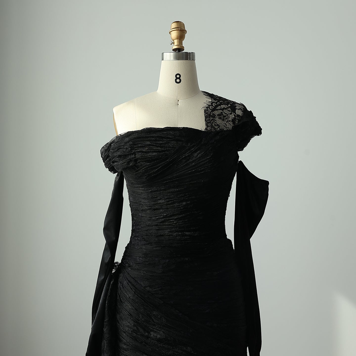 Elegant Lace Black Dress with Gloves SF017